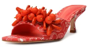 Problem-solving Toe Heel Open Outstanding Schutz Squared Dethalia Coral Kitten Embellished On Sandals Slip
