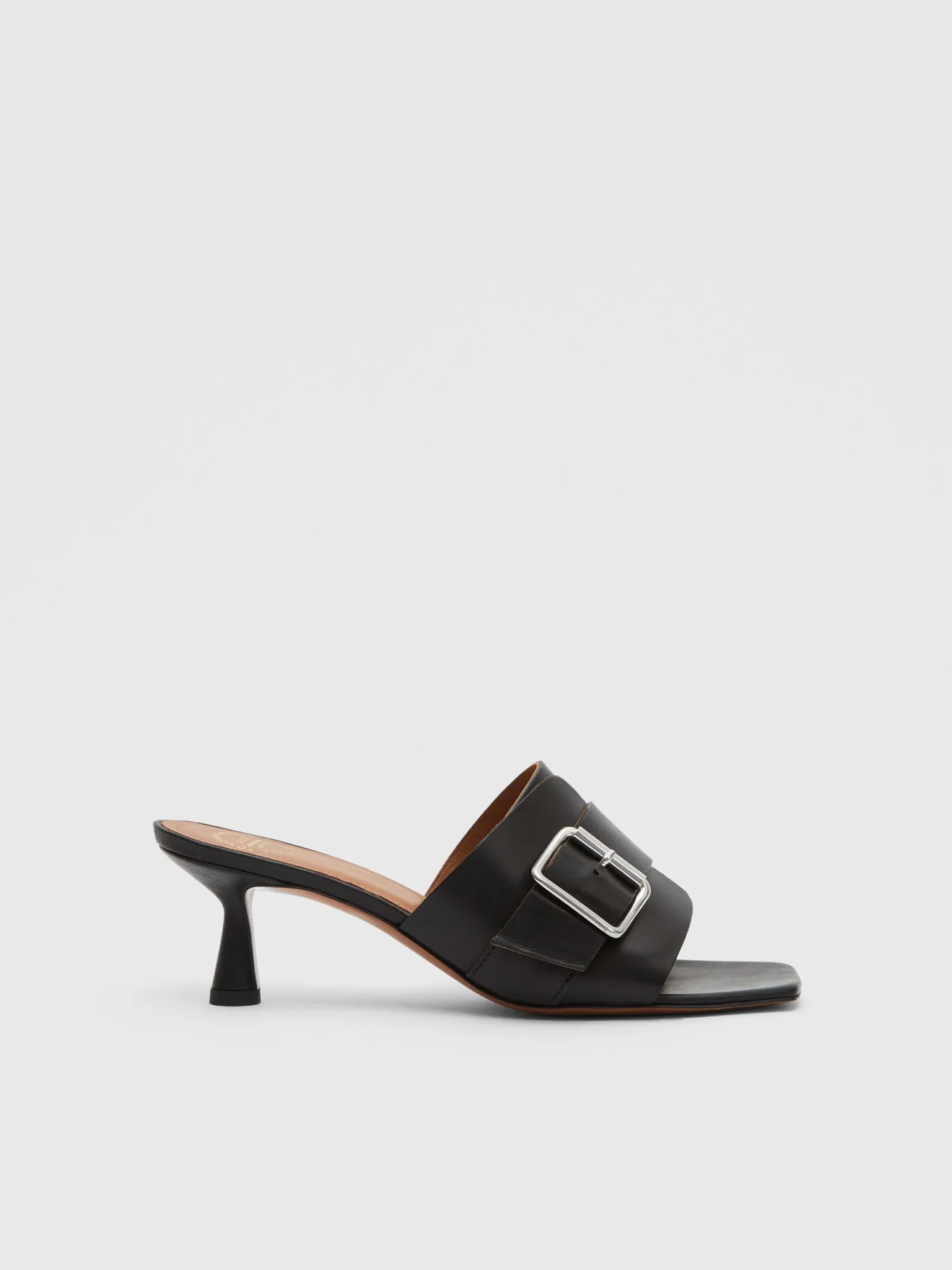 Ravello buckle detail slip-on mules, black