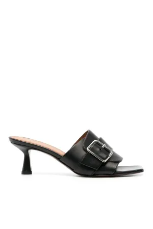 Ravello buckle detail slip-on mules, black