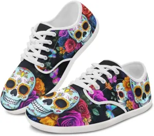Rose Skull Design Barefoot Minimalist Shoes Womens Zero Drop Wide Width Fashion Sneaker