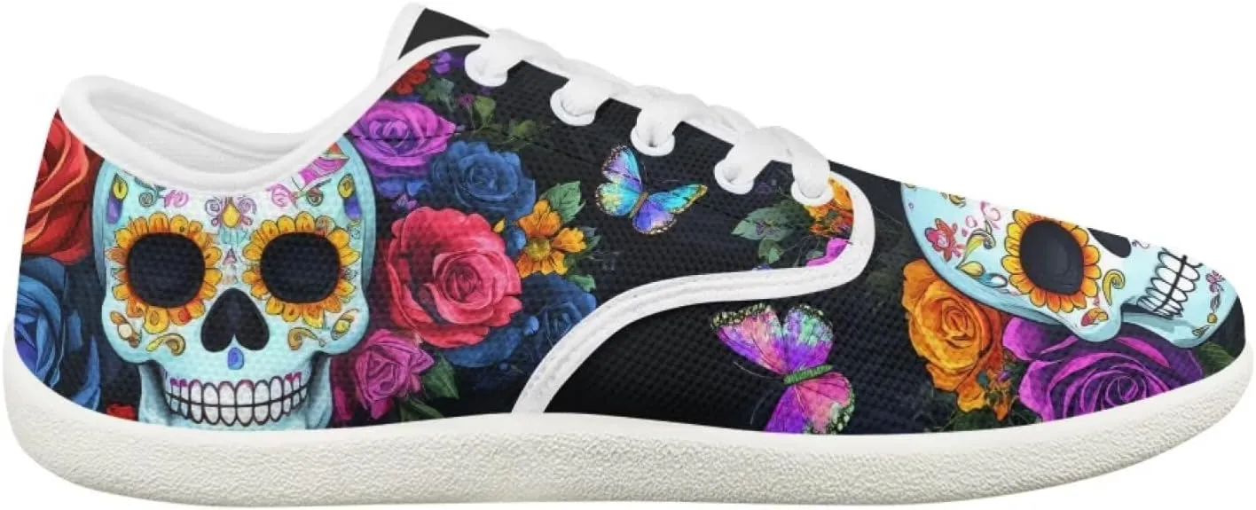 Rose Skull Design Barefoot Minimalist Shoes Womens Zero Drop Wide Width Fashion Sneaker