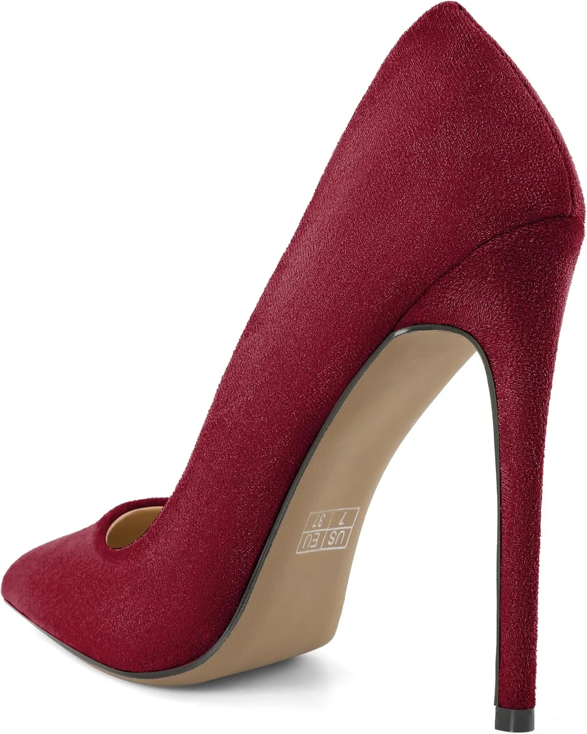 SAMMITOP Women Classic High Heel Pumps Pointed Toe Stiletto Heels Slip On Wedding Party Dress Shoes Faux Suede 4.7 Inch