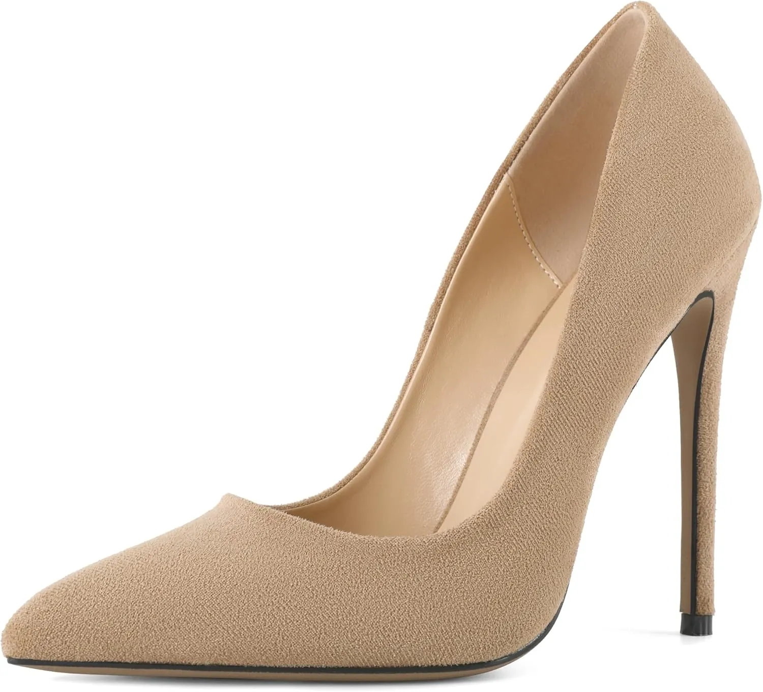 SAMMITOP Women Classic High Heel Pumps Pointed Toe Stiletto Heels Slip On Wedding Party Dress Shoes Faux Suede 4.7 Inch