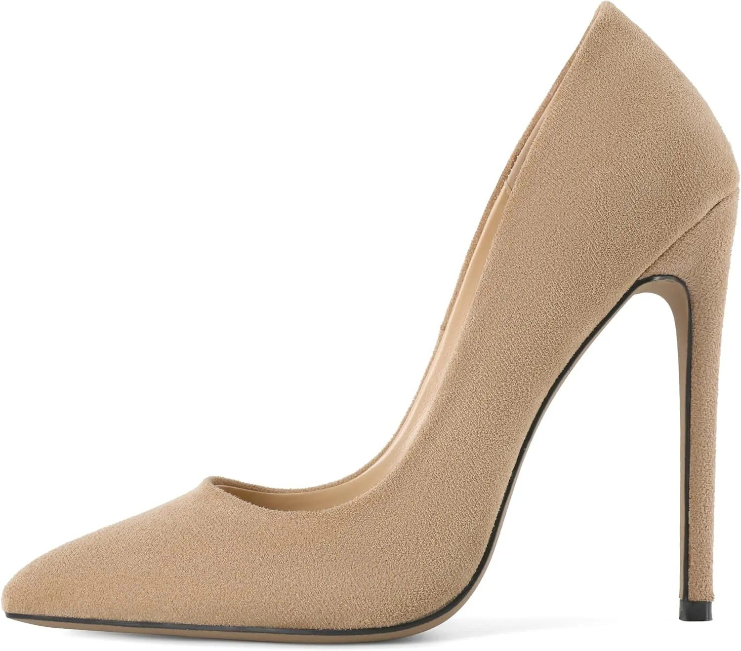 SAMMITOP Women Classic High Heel Pumps Pointed Toe Stiletto Heels Slip On Wedding Party Dress Shoes Faux Suede 4.7 Inch