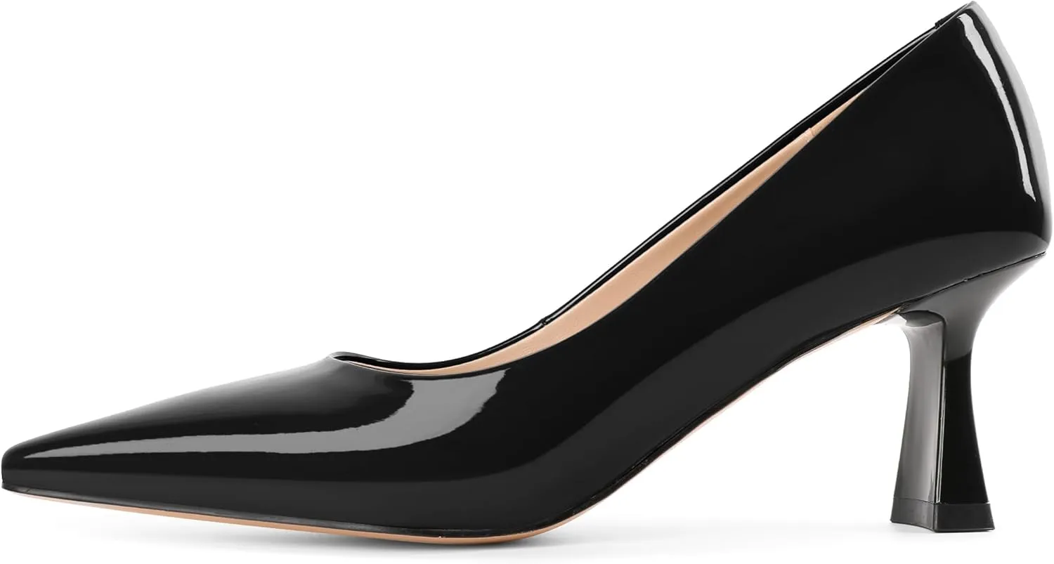 SAMMITOP Womens Kitten Heel Pumps Square Toe Comfortable Low Heels 2.5 Inch Office Work Dress Pump Shoes