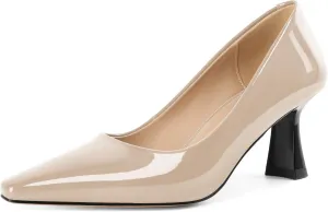 SAMMITOP Womens Kitten Heel Pumps Square Toe Comfortable Low Heels 2.5 Inch Office Work Dress Pump Shoes