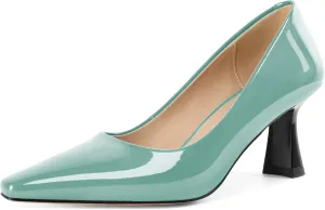 SAMMITOP Womens Kitten Heel Pumps Square Toe Comfortable Low Heels 2.5 Inch Office Work Dress Pump Shoes