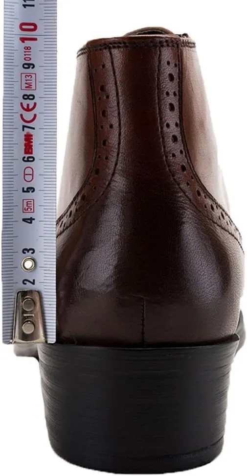 Santimon Mens Brogue Dress Boots Leather Wingtip Lace up Ankle Shoes