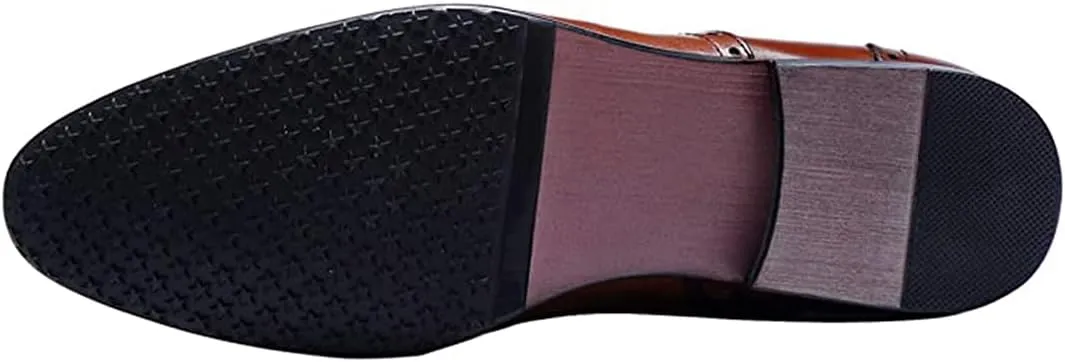 Santimon Men's Cowboy Boots Leather Wingtip Western Chelsea with Zipper