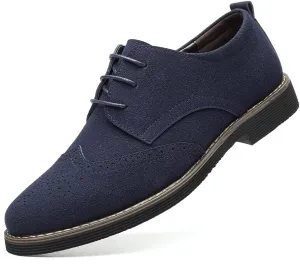 Santimon Mens Fashion Suede Leather Wingtip Oxfords Business Dress Casual Brogue Derby Shoes