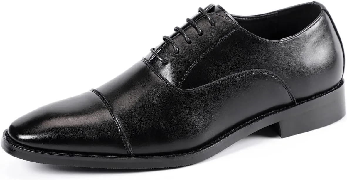 Santimon Men's Oxford Dress Classic Formal Business Cap Toe Leather Lined Derby Shoes