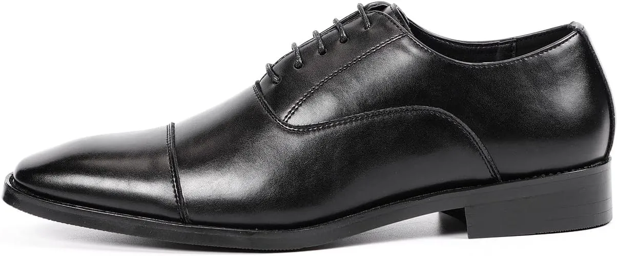 Santimon Men's Oxford Dress Classic Formal Business Cap Toe Leather Lined Derby Shoes