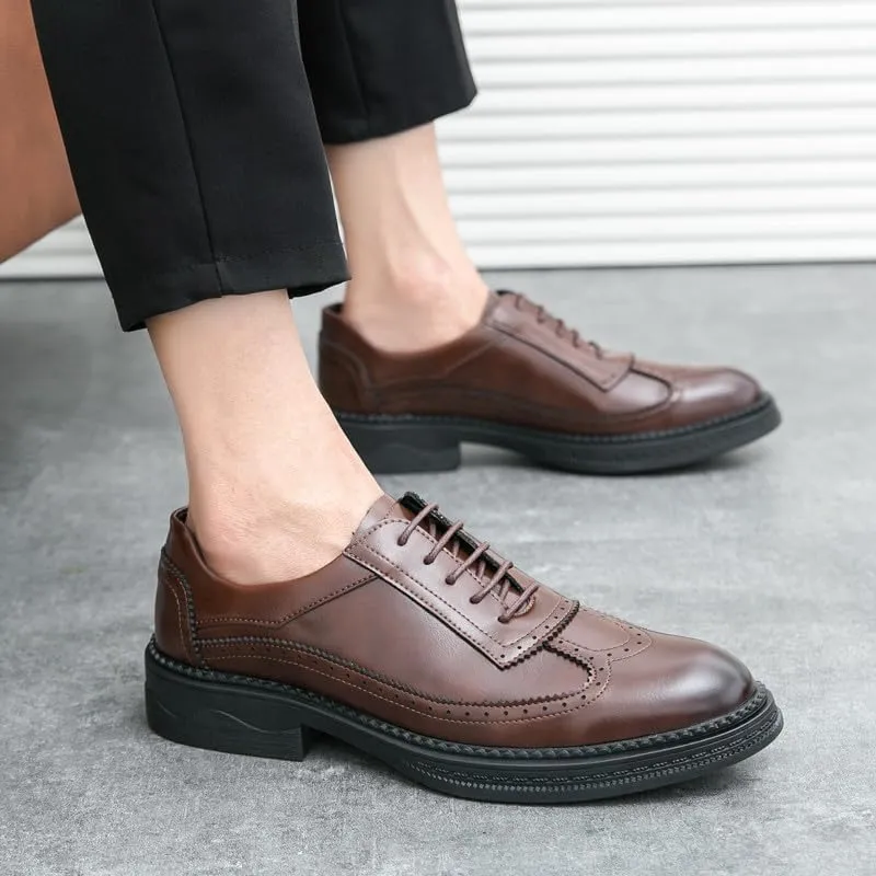 Santimon Men's Wingtip Brogue Oxford Shoes Lace Up Leather Dress Shoes Formal Business Oxford Derby Shoes