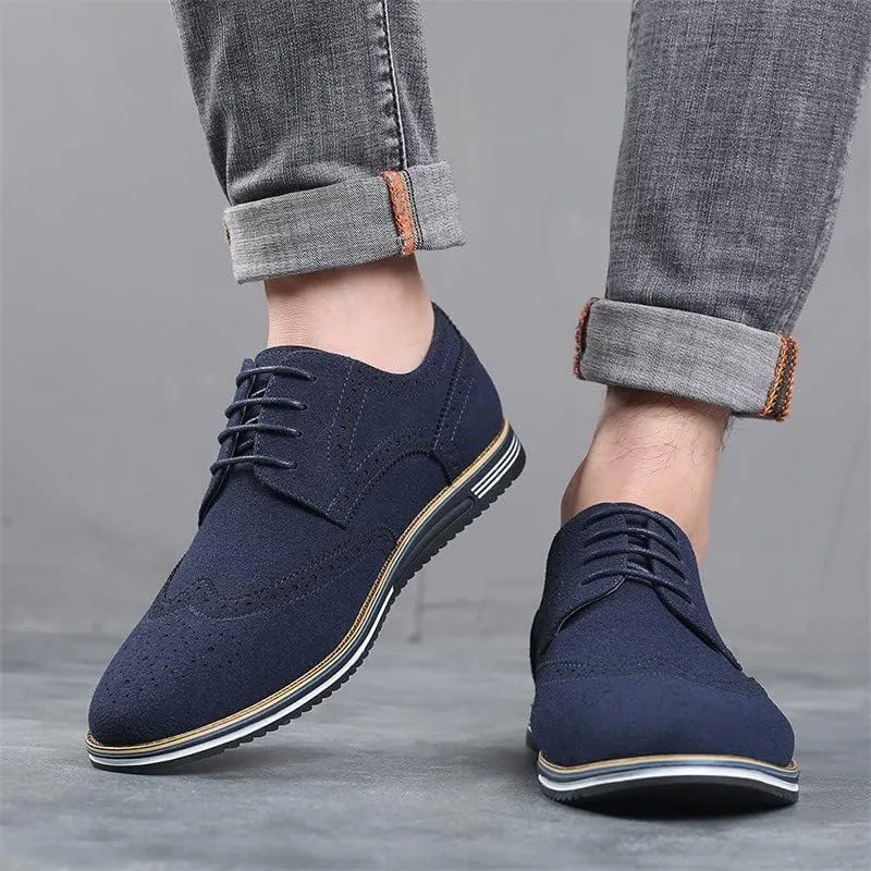 Santimon Men's Wingtip Oxfords Business Casual Dress Shoes Classic Formal Derby Sneaker Shoes