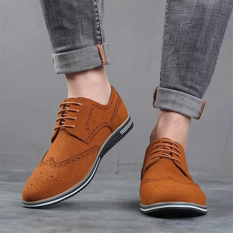 Santimon Men's Wingtip Oxfords Business Casual Dress Shoes Classic Formal Derby Sneaker Shoes
