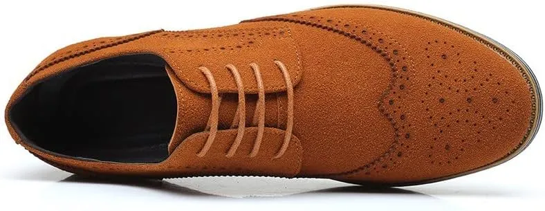 Santimon Men's Wingtip Oxfords Business Casual Dress Shoes Classic Formal Derby Sneaker Shoes