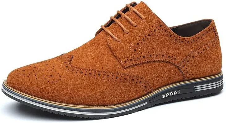 Santimon Men's Wingtip Oxfords Business Casual Dress Shoes Classic Formal Derby Sneaker Shoes