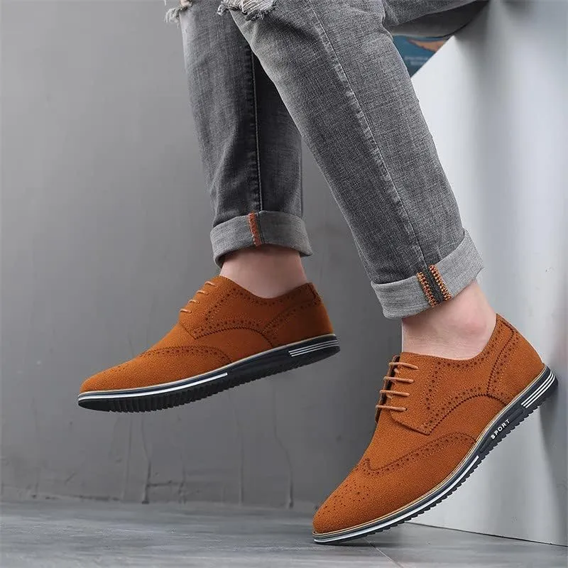 Santimon Men's Wingtip Oxfords Business Casual Dress Shoes Classic Formal Derby Sneaker Shoes