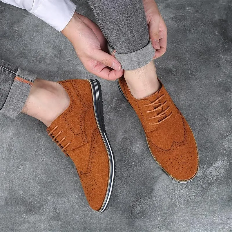 Santimon Men's Wingtip Oxfords Business Casual Dress Shoes Classic Formal Derby Sneaker Shoes