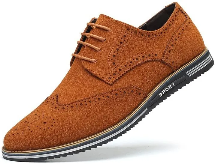 Santimon Men's Wingtip Oxfords Business Casual Dress Shoes Classic Formal Derby Sneaker Shoes