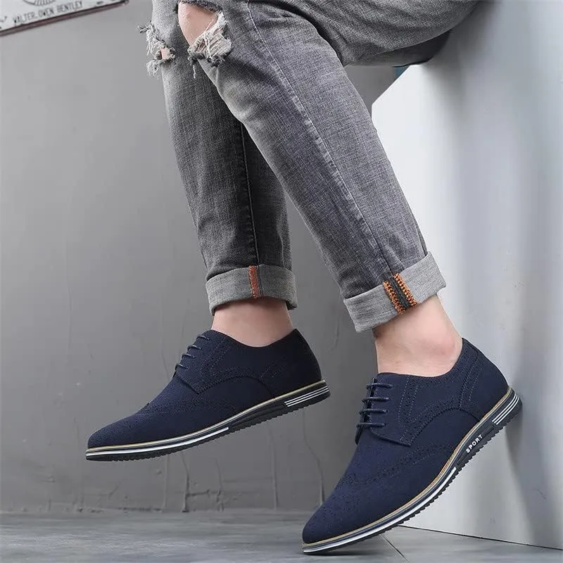 Santimon Men's Wingtip Oxfords Business Casual Dress Shoes Classic Formal Derby Sneaker Shoes