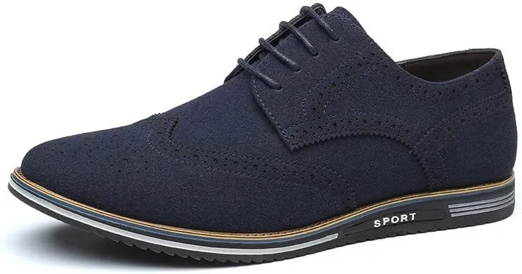 Santimon Men's Wingtip Oxfords Business Casual Dress Shoes Classic Formal Derby Sneaker Shoes