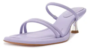 Schutz Slip On Slim Open Straps Agatha Toe Sandal Reliable service Mid On-sale Heel Leather Square Purple