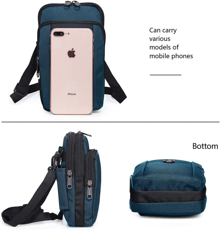 Senient Wolf Waterproof Nylon Multifunctional Phone Bag Small One Shoulder Crossbody Bag Waist Bag Wallet Travel Passport Bag