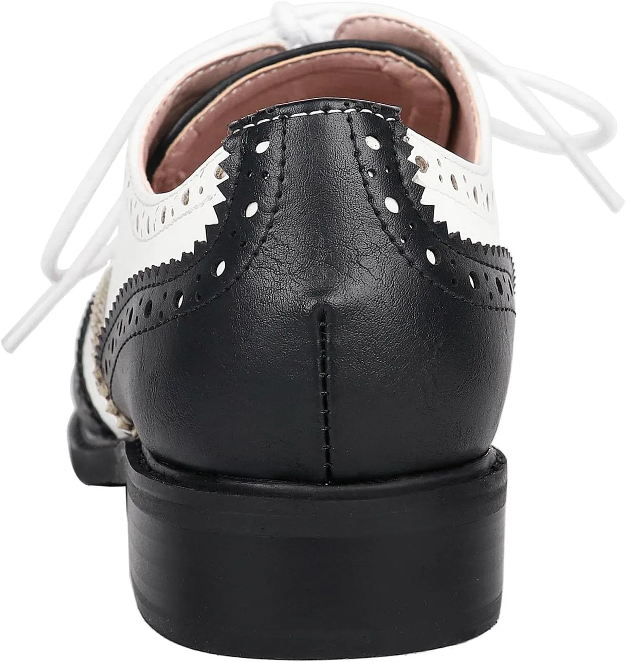 SHEMEE Women's Patent Leather Low Heels Vintage Wingtip Oxfords Pumps Lace Up Pointed Toe Flat Retro Brogues Dress Shoes