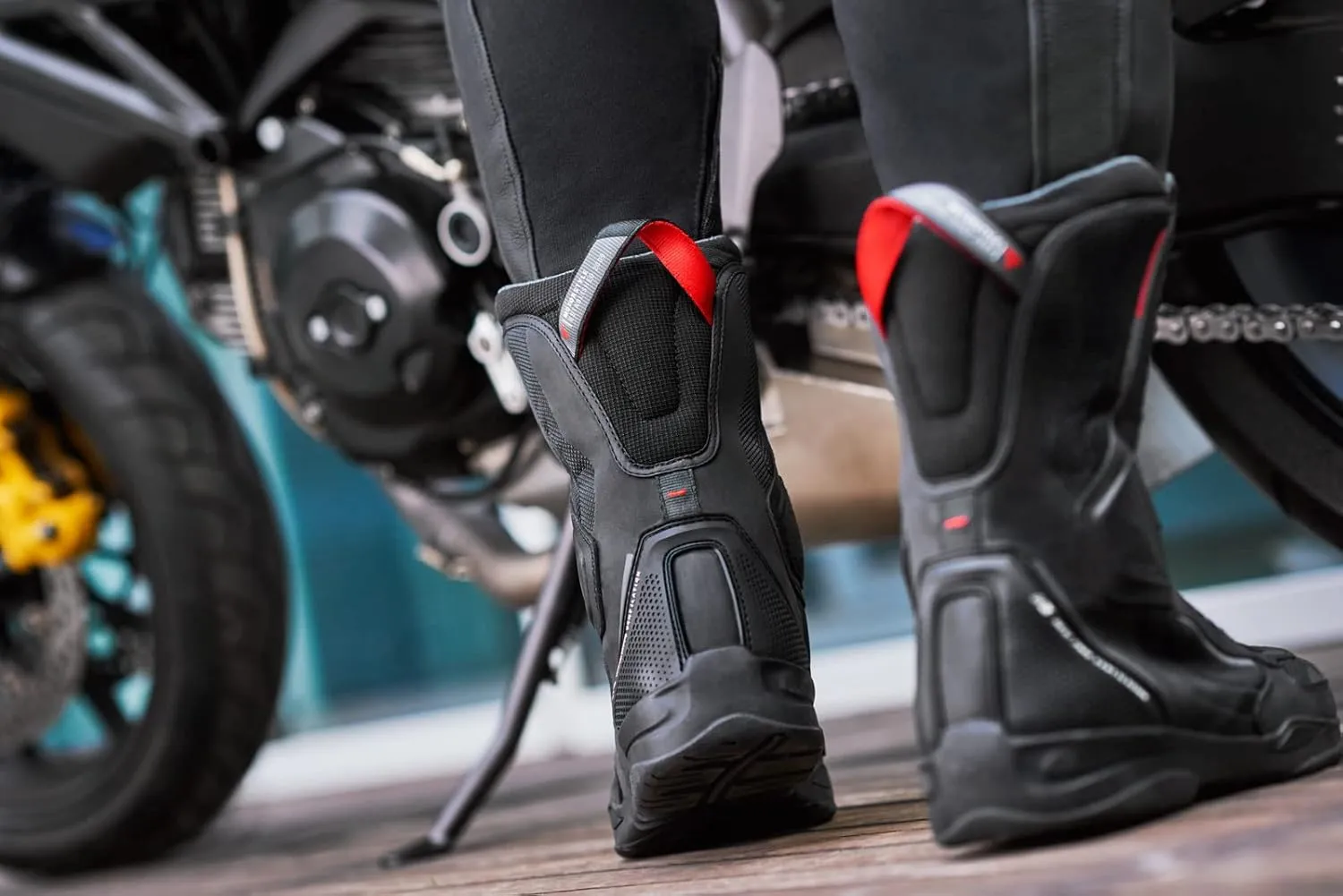 SHIMA STRATO LADY Motorcycle Boots for Women - Vented, Reinforced Lightweight Long Biker Riding Boots with ATOP Fast-Closure System, Ankle Protection, Non-slip Sole, Reflective Panels (Black, 7)