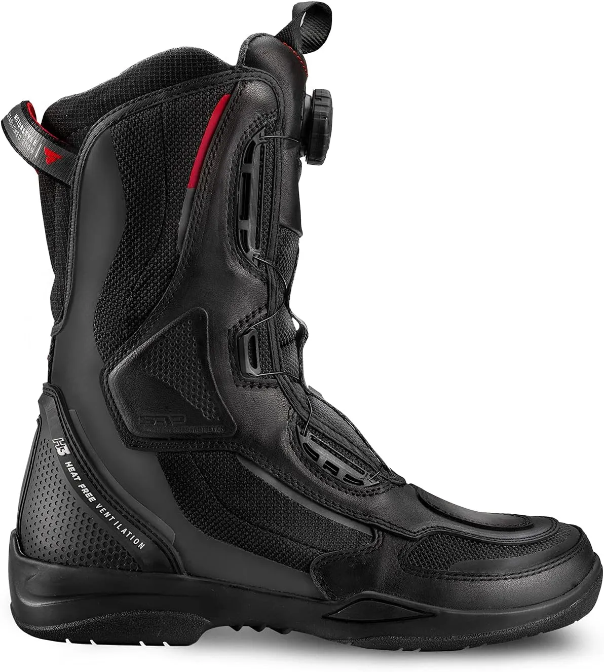 SHIMA STRATO LADY Motorcycle Boots for Women - Vented, Reinforced Lightweight Long Biker Riding Boots with ATOP Fast-Closure System, Ankle Protection, Non-slip Sole, Reflective Panels (Black, 7)
