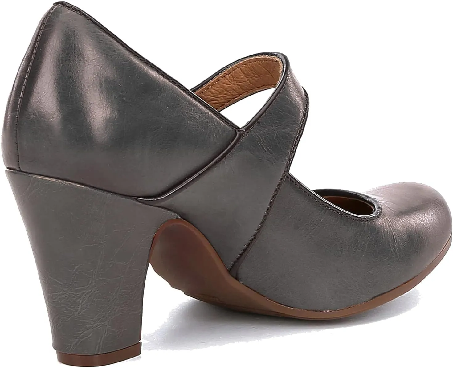 SHODENSE Women Vintage Chunky High Heel Mary Jane Shoes Round Closed Toe Ankle Strap Dress Sandals 3" Block Heels Mary Jane Lolita Pumps Two-Toned Patchwork Buckle Office Lady Wedding Retro 4-11 M US