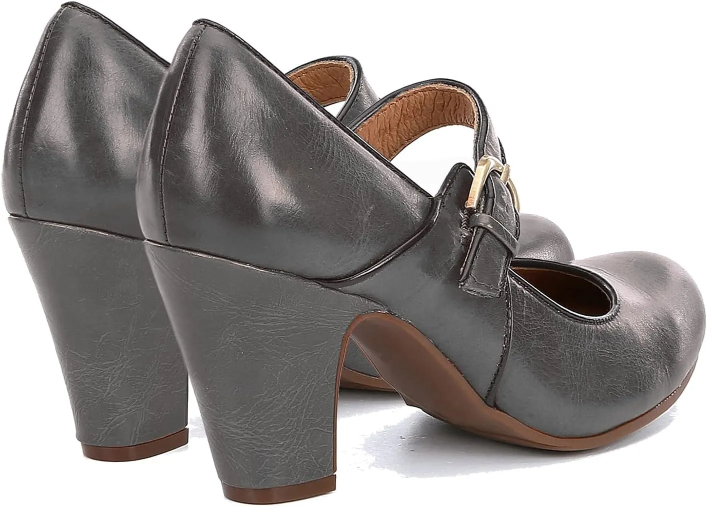 SHODENSE Women Vintage Chunky High Heel Mary Jane Shoes Round Closed Toe Ankle Strap Dress Sandals 3" Block Heels Mary Jane Lolita Pumps Two-Toned Patchwork Buckle Office Lady Wedding Retro 4-11 M US