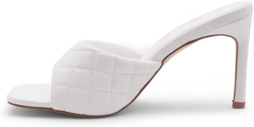 Shoe Land Melrose Women's High Heels Stiletto Heeled Slides, Square Open Toe One Band Slip-On Heeled Mules – Dressy Clear Heeled Sandals for Prom Party Wedding and Vacation