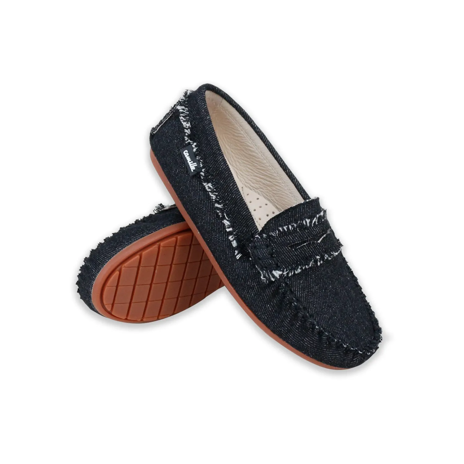 shoes basic stella loafer - black denim