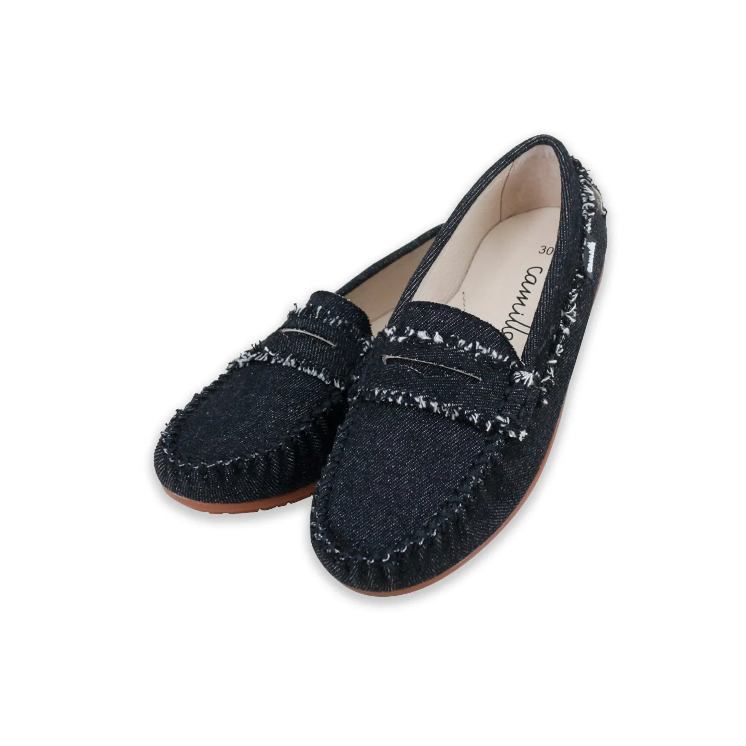 shoes basic stella loafer - black denim