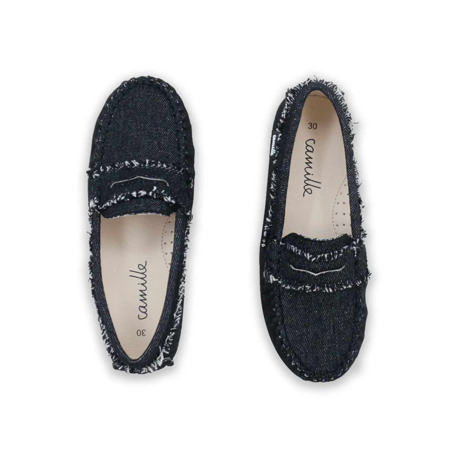 shoes basic stella loafer - black denim