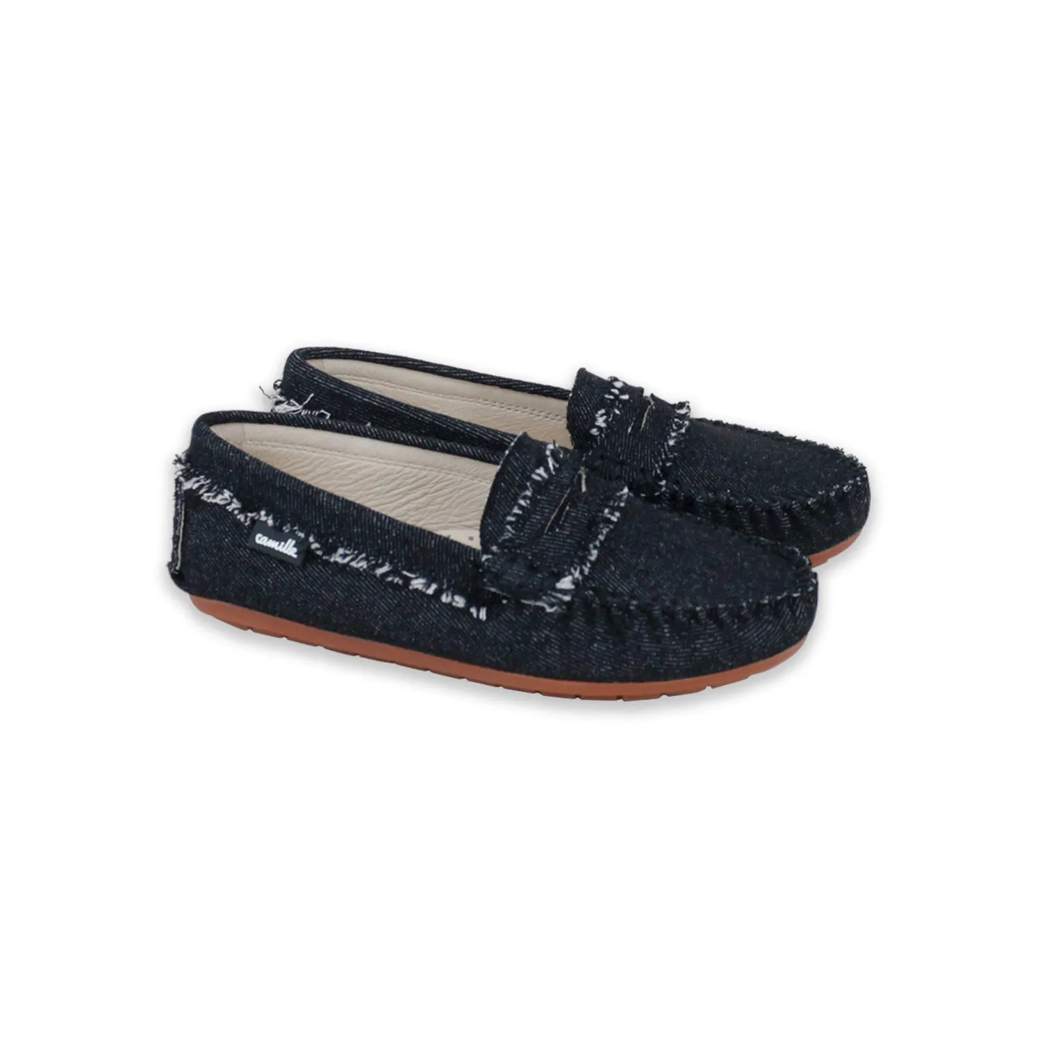 shoes basic stella loafer - black denim