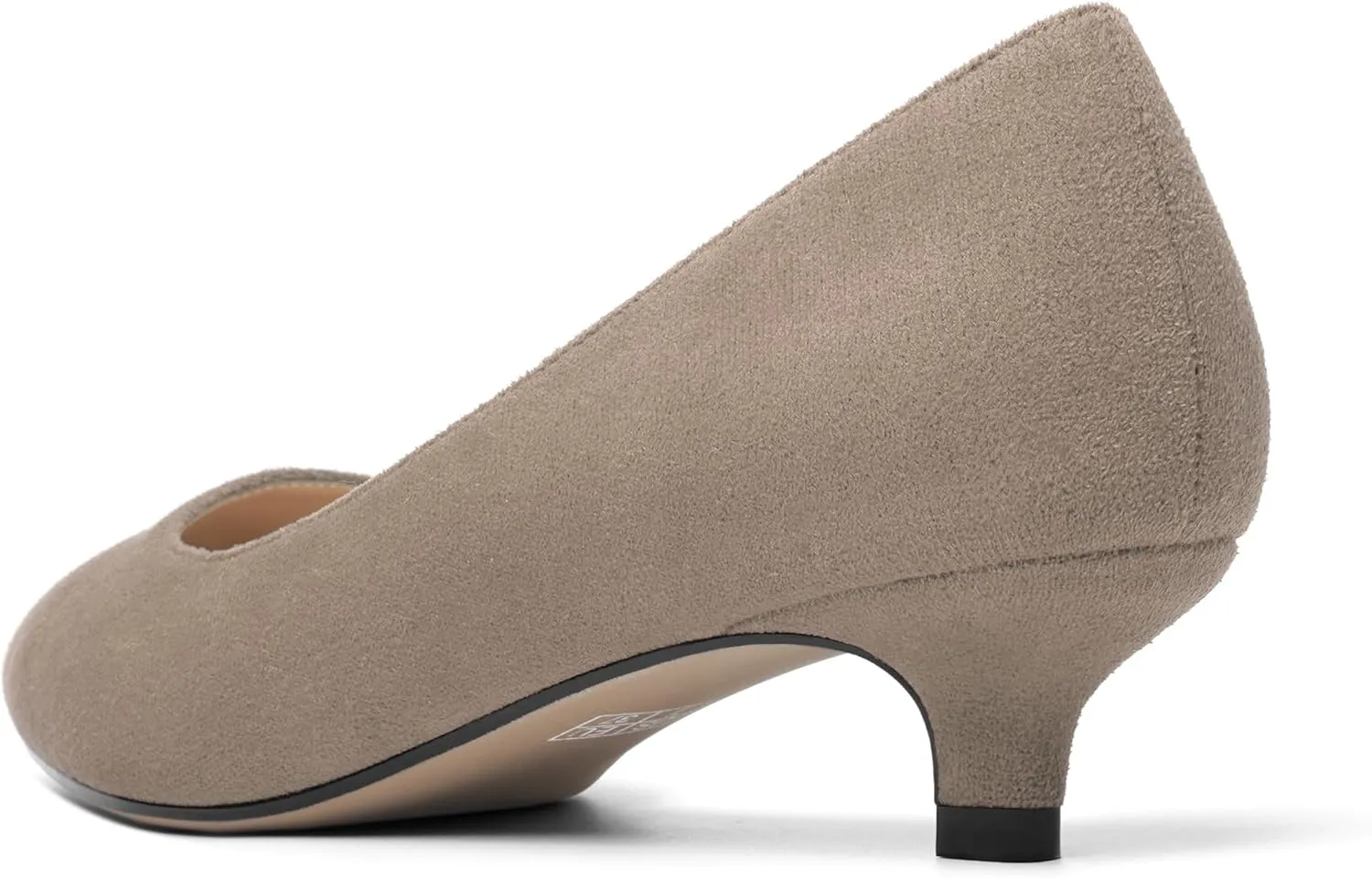 SHOWFOREST Womens Solid Suede Dress Slip On Work Pointed Toe Kitten Low Heel Pumps Shoes 1.5 Inch