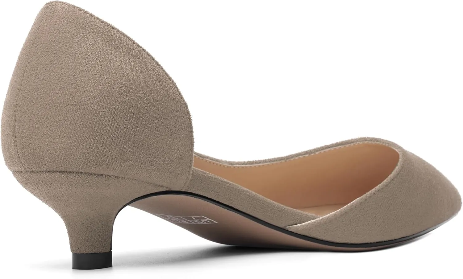 SHOWFOREST Womens Solid Suede Dress Slip On Work Pointed Toe Kitten Low Heel Pumps Shoes 1.5 Inch