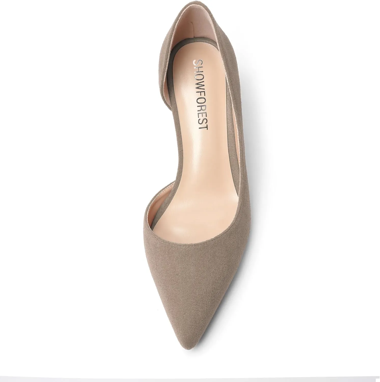 SHOWFOREST Womens Solid Suede Dress Slip On Work Pointed Toe Kitten Low Heel Pumps Shoes 1.5 Inch