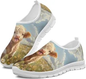 Slip in Loafers Women Slip On Shoes Cute Art Cat Elastic Upper Casual Mesh-Comfortable Tennis Workout Sneaker