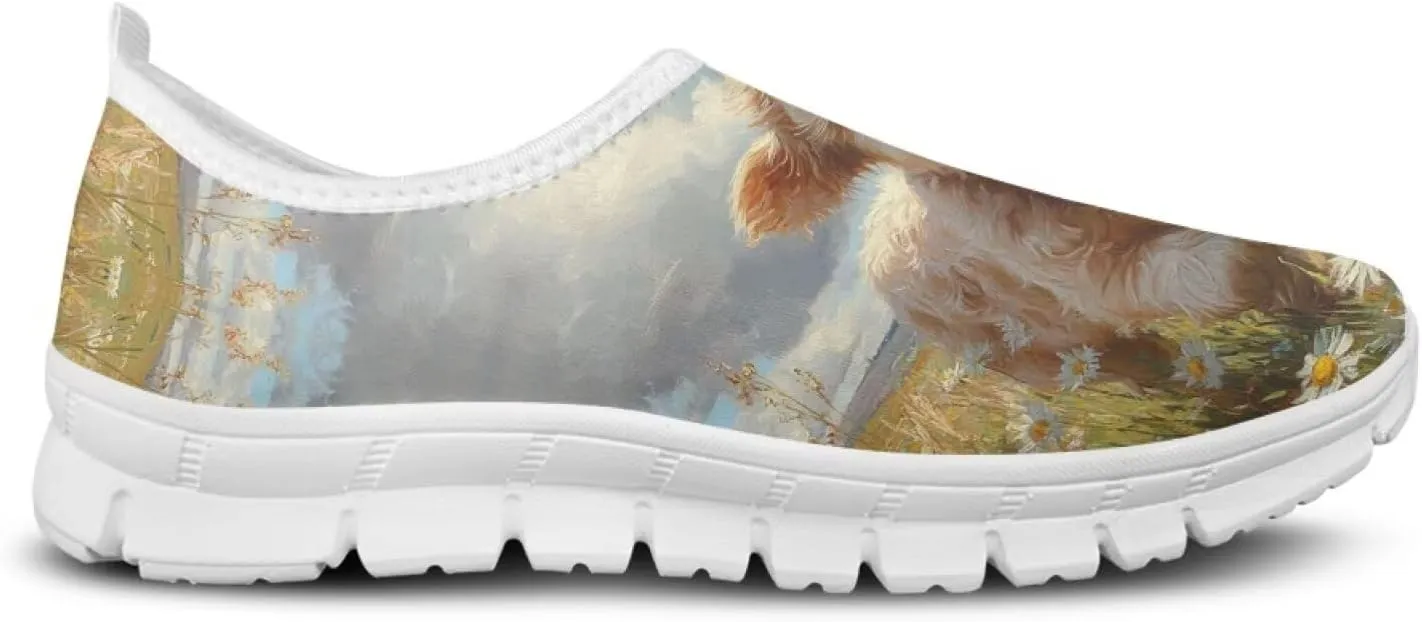 Slip in Loafers Women Slip On Shoes Cute Art Cat Elastic Upper Casual Mesh-Comfortable Tennis Workout Sneaker