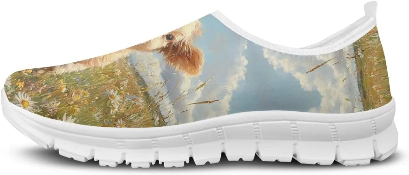 Slip in Loafers Women Slip On Shoes Cute Art Cat Elastic Upper Casual Mesh-Comfortable Tennis Workout Sneaker