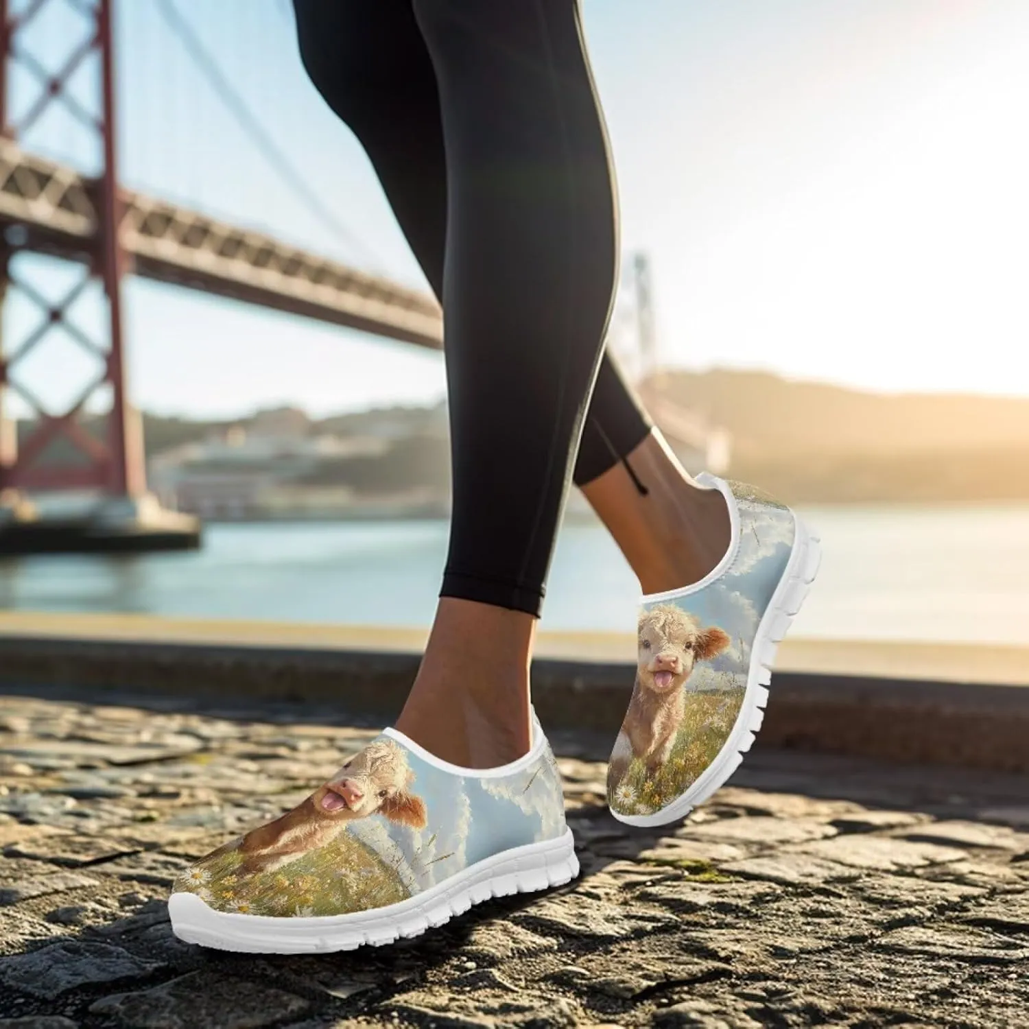 Slip in Loafers Women Slip On Shoes Cute Art Cat Elastic Upper Casual Mesh-Comfortable Tennis Workout Sneaker