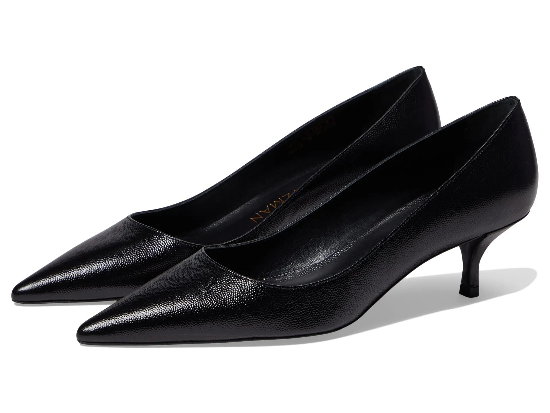 Stuart Weitzman Women's Stuart Kitten Pump, Black, 7.5
