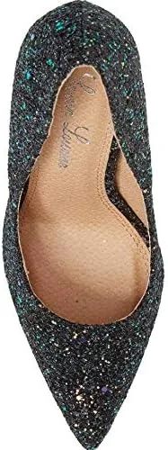 Susan Black Multi Sparkling Glitter Pointy Toe Stiletto Pumps