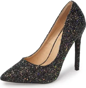 Susan Black Multi Sparkling Glitter Pointy Toe Stiletto Pumps