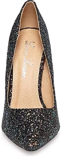Susan Black Multi Sparkling Glitter Pointy Toe Stiletto Pumps