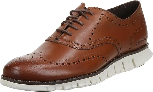 Tan Wing Cole Zerogrand Super sale British Heavy reduction Oxfords Sneakers Haan Lace-Up Perforated Leather